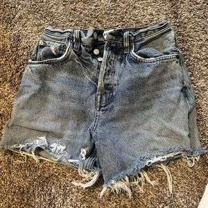 Agolde Blue Distressed Jean Shorts